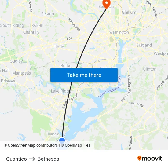 Quantico to Bethesda map