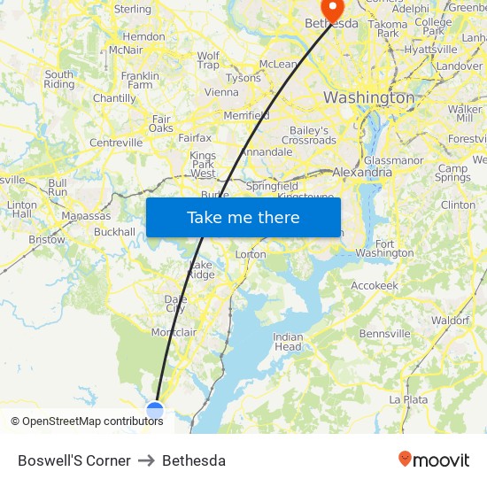 Boswell'S Corner to Bethesda map