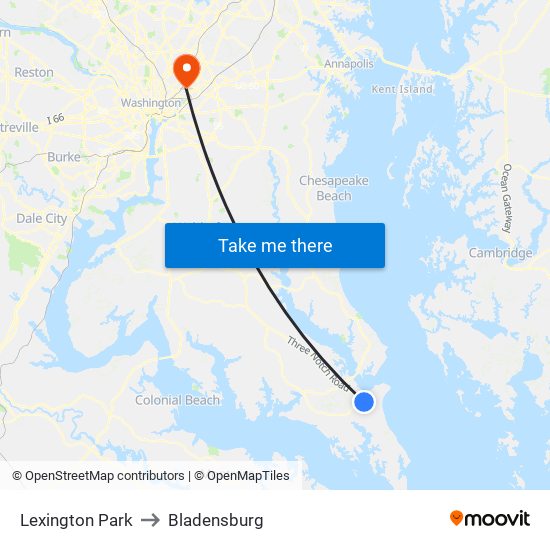 Lexington Park to Bladensburg map