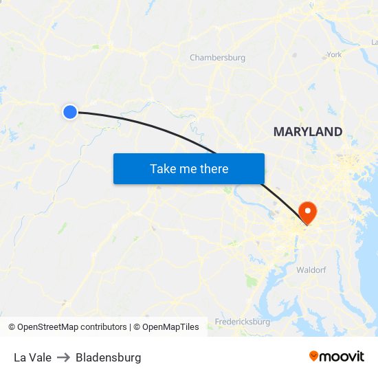 La Vale to Bladensburg map