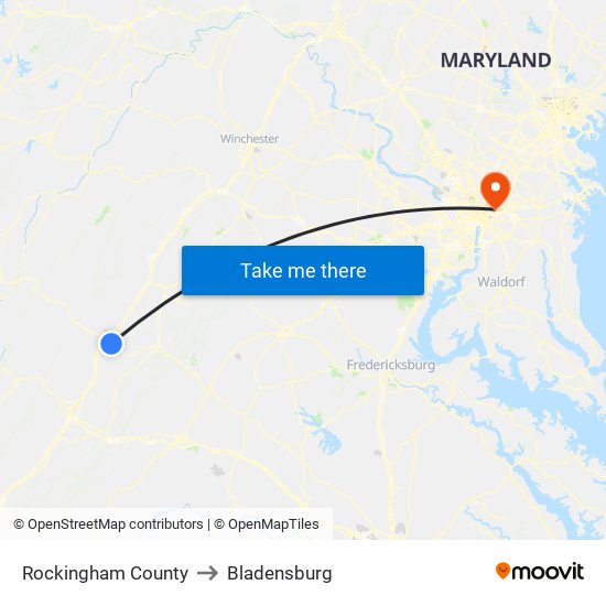 Rockingham County to Bladensburg map