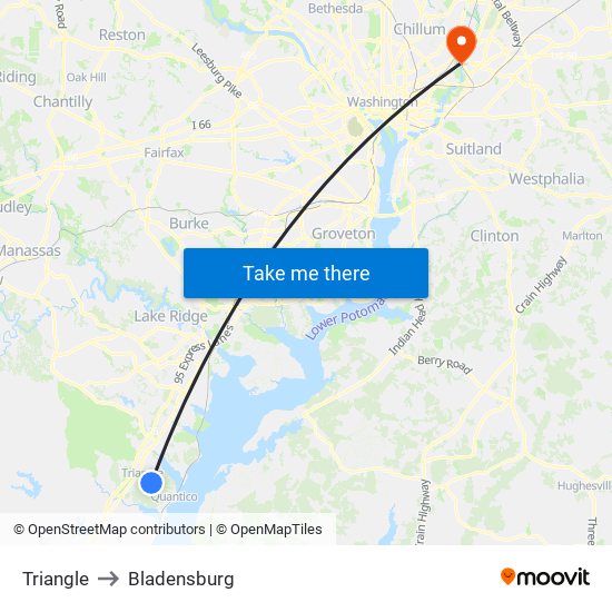 Triangle to Bladensburg map