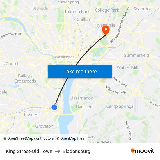 King Street-Old Town to Bladensburg map