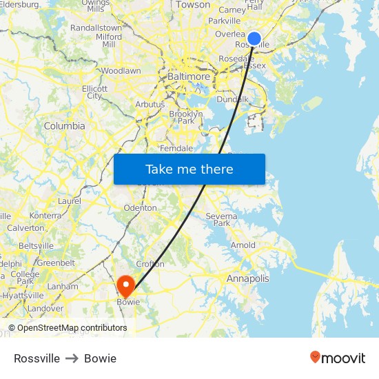 Rossville to Bowie map