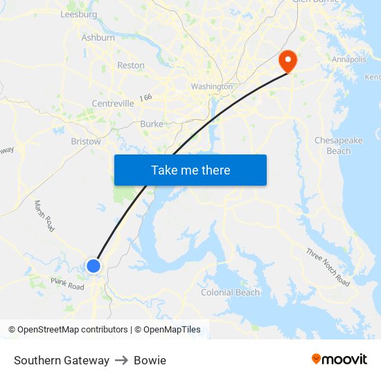 Southern Gateway to Bowie map