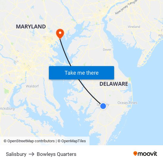 Salisbury to Bowleys Quarters map