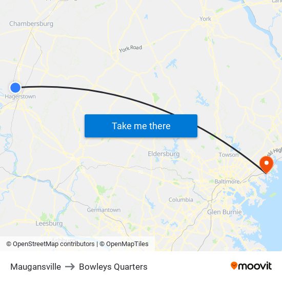 Maugansville to Bowleys Quarters map