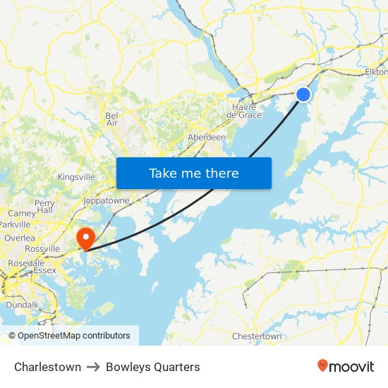 Charlestown to Bowleys Quarters map