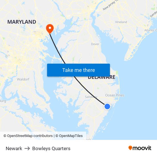 Newark to Bowleys Quarters map