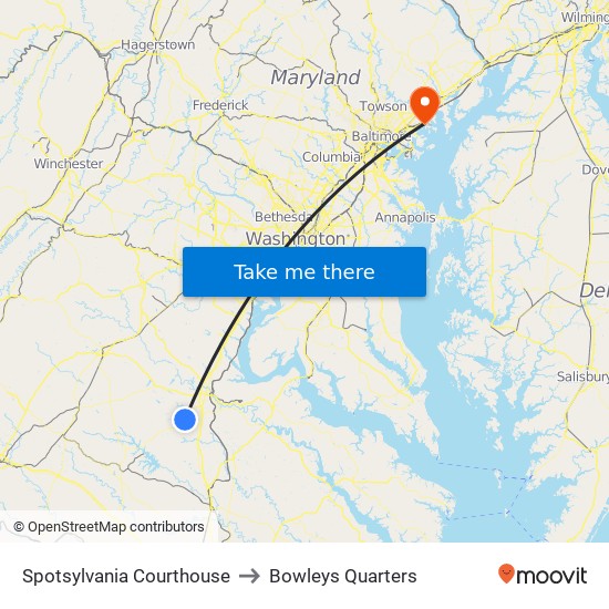 Spotsylvania Courthouse to Bowleys Quarters map