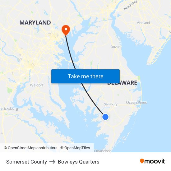 Somerset County to Bowleys Quarters map