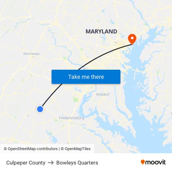 Culpeper County to Bowleys Quarters map