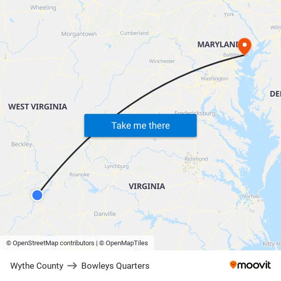 Wythe County to Bowleys Quarters map