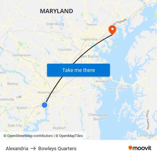 Alexandria to Bowleys Quarters map