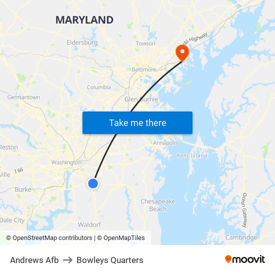 Andrews Afb to Bowleys Quarters map