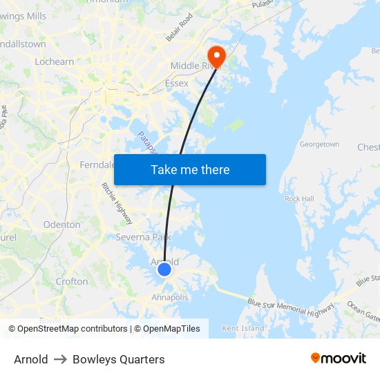 Arnold to Bowleys Quarters map