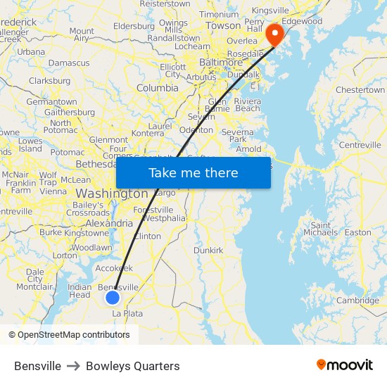 Bensville to Bowleys Quarters map