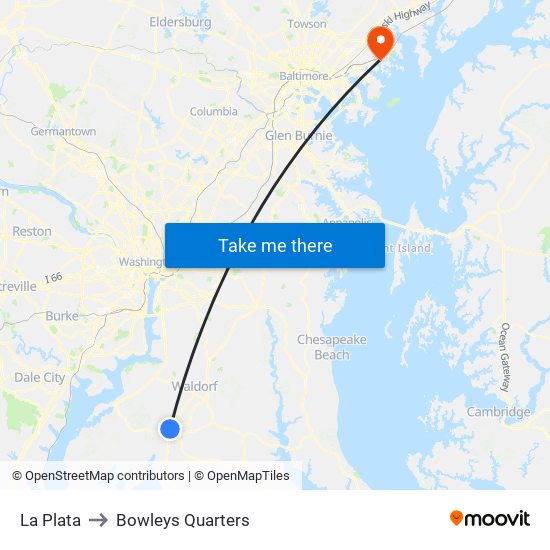 La Plata to Bowleys Quarters map