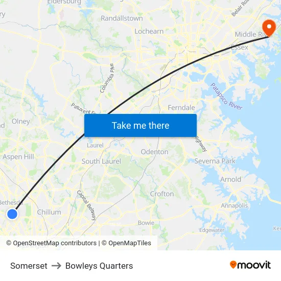 Somerset to Bowleys Quarters map
