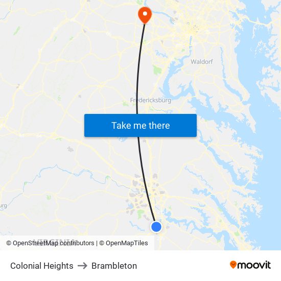 Colonial Heights to Brambleton map