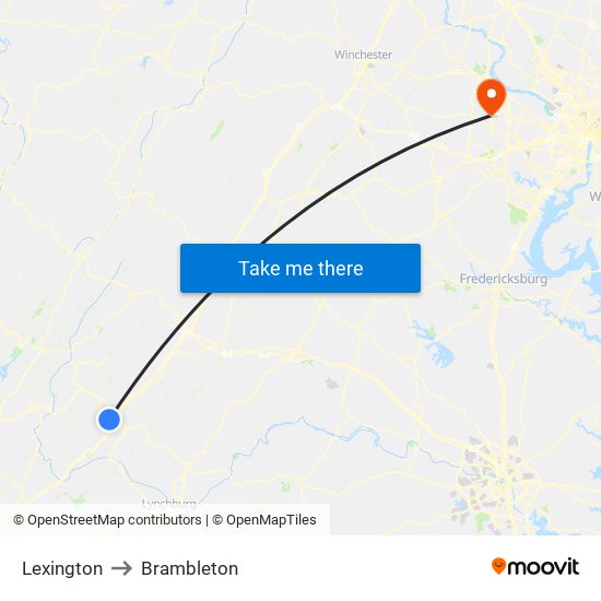 Lexington to Brambleton map