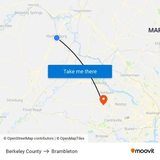 Berkeley County to Brambleton map