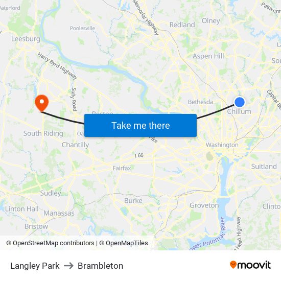 Langley Park to Brambleton map