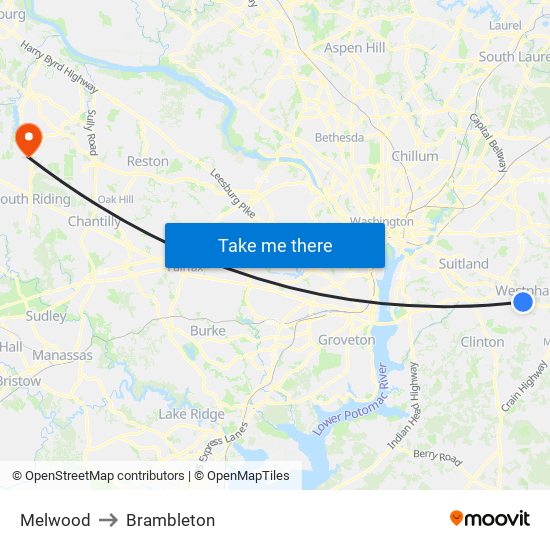 Melwood to Brambleton map