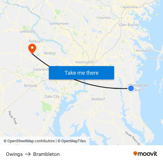 Owings to Brambleton map