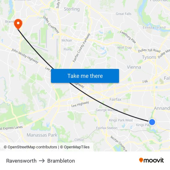 Ravensworth to Brambleton map