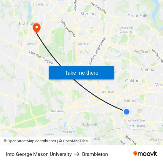 Into George Mason University to Brambleton map