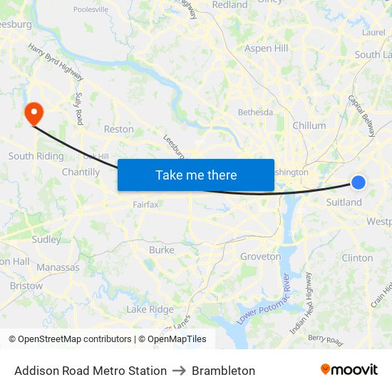 Addison Road Metro Station to Brambleton map