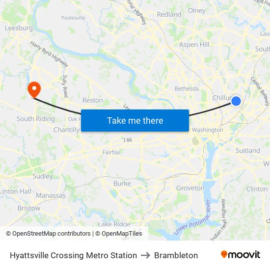 Hyattsville Crossing Metro Station to Brambleton map