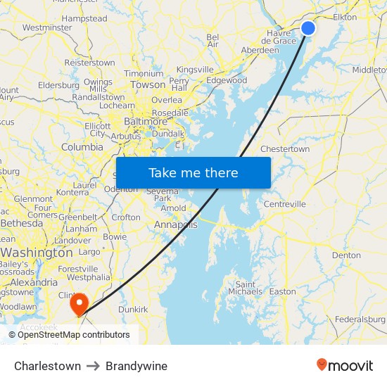 Charlestown to Brandywine map