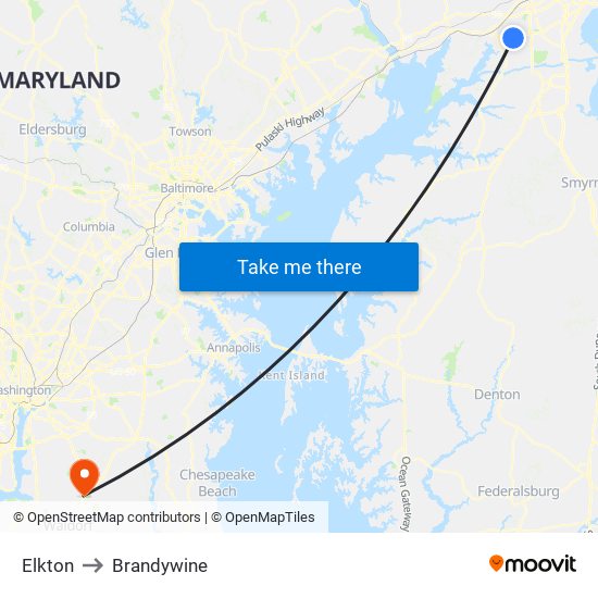 Elkton to Brandywine map