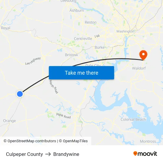 Culpeper County to Brandywine map