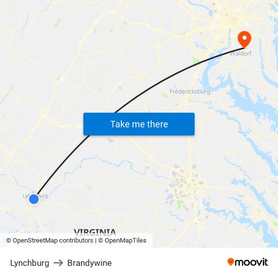 Lynchburg to Brandywine map