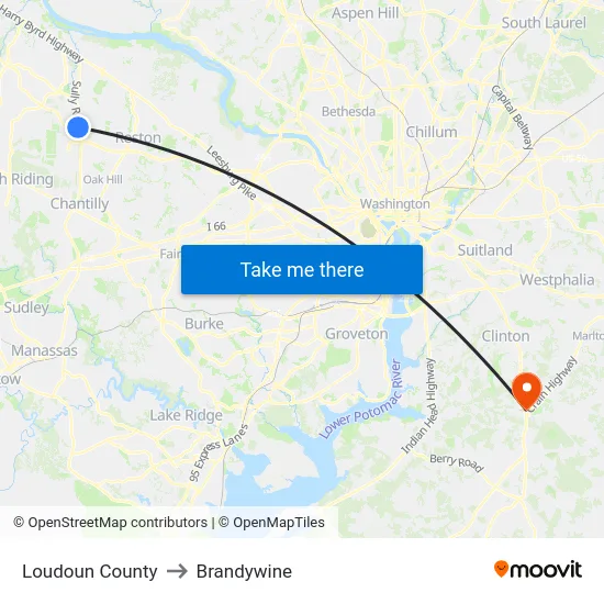 Loudoun County to Brandywine map