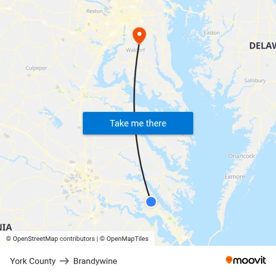 York County to Brandywine map