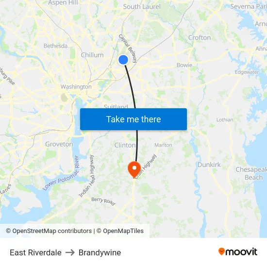 East Riverdale to Brandywine map
