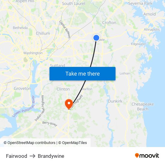 Fairwood to Brandywine map