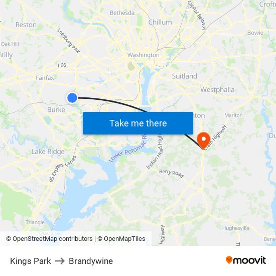 Kings Park to Brandywine map