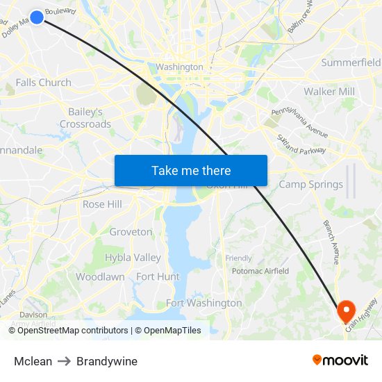 Mclean to Brandywine map