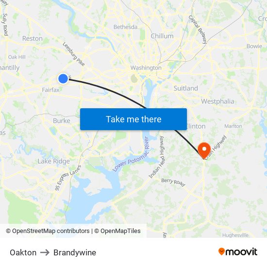 Oakton to Brandywine map