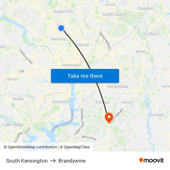 South Kensington to Brandywine map