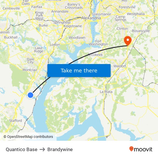 Quantico Base to Brandywine map