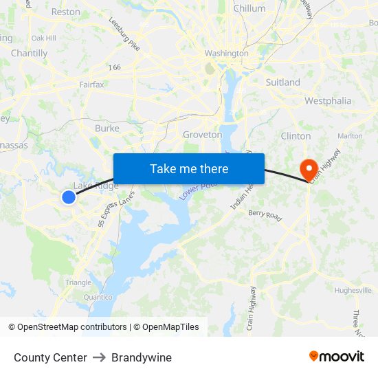 County Center to Brandywine map