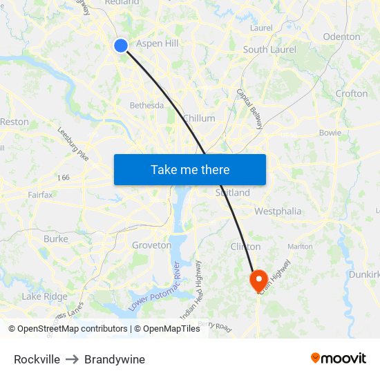 Rockville to Brandywine map