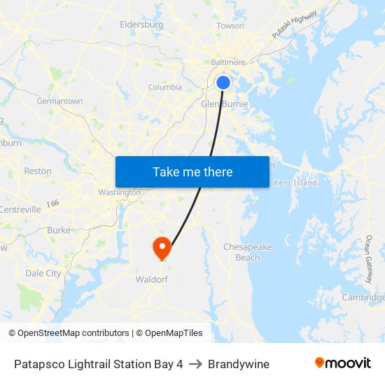 Patapsco Lightrail Station Bay 4 to Brandywine map