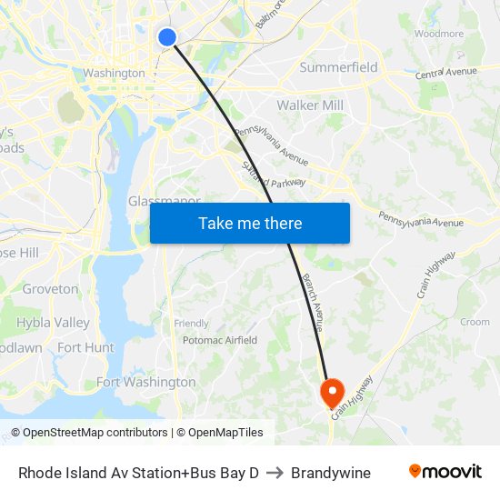 Rhode Island Ave-Brentwood+Bay D to Brandywine map